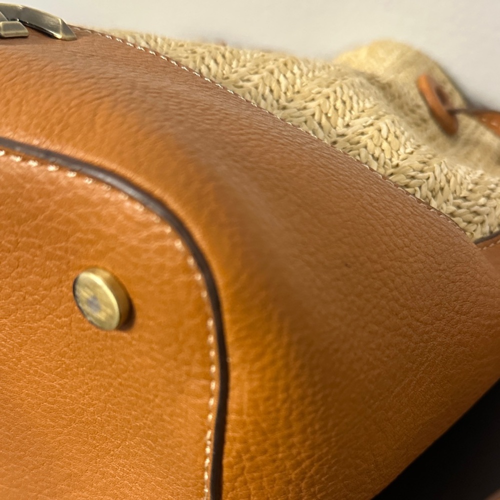 Sam Edelman Tan Leather & Raffia Crossbody Bag. NWOT. Flawless Hardware. - Picture 12 of 16